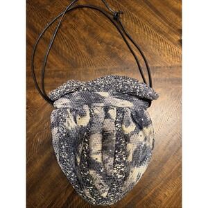 Rita Diana for Mylinka NYC Black Gray Tan Shiny Leather Shoulder Bag Drawstring
